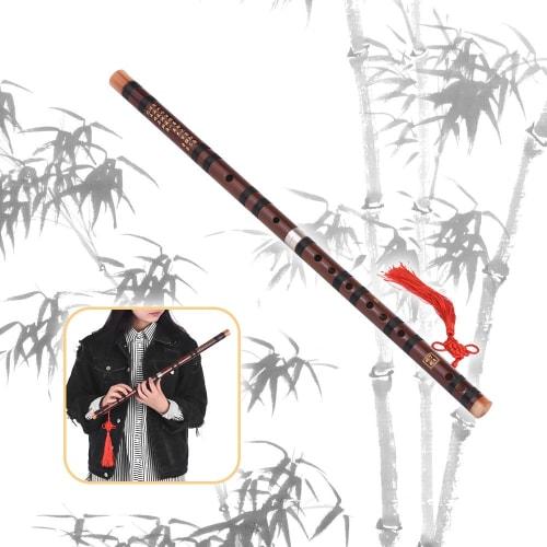 Shakuhachi, Benkeg D Chinese Traditional Instrument Dizi Bitter Bamboo Flute and Chinese Knot for Beginners