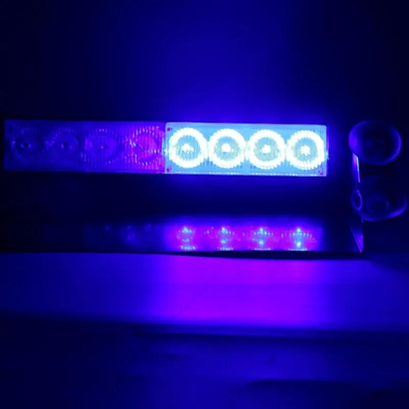 12V Truck Strobe Warning Light: 1PC 8LED Universal, Red Blue Flashing, Emergency Grill Police Lamp
