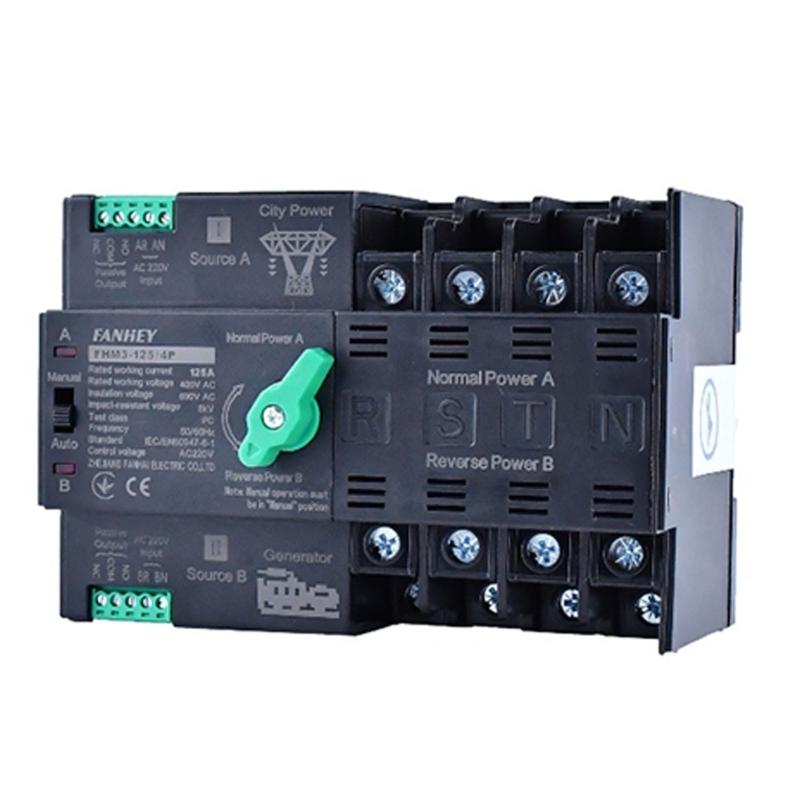 125A Automatic Transfer Switches with 2P/ Design & Flame Retardant Housing Easy to Use for Uninterrupted Power Supply