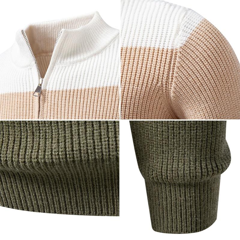 Quarter Zip Sweater for Men Fall Winter Slim Fit Knit Mock Neck Half Zip Long Sleeve Ribbed Sweaters Men's Business Casual Warm Golf Pullover Tops