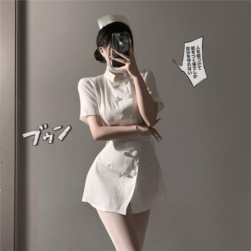 Large size erotic underwear sexy nurse uniform temptation pure desire free pajamas short skirt strap suit temperament