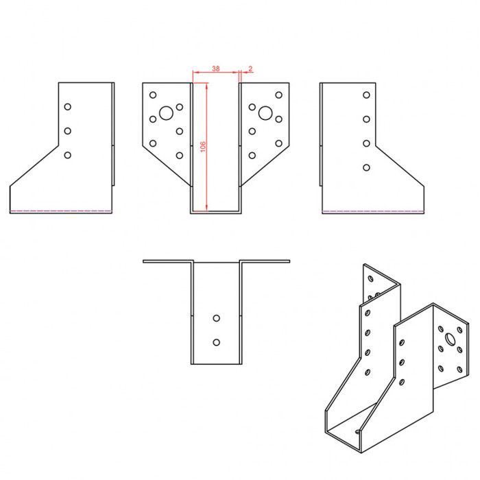 Sabot à ailes extérieures SAE - SAE250-38-2 - 38x106x84x2mm