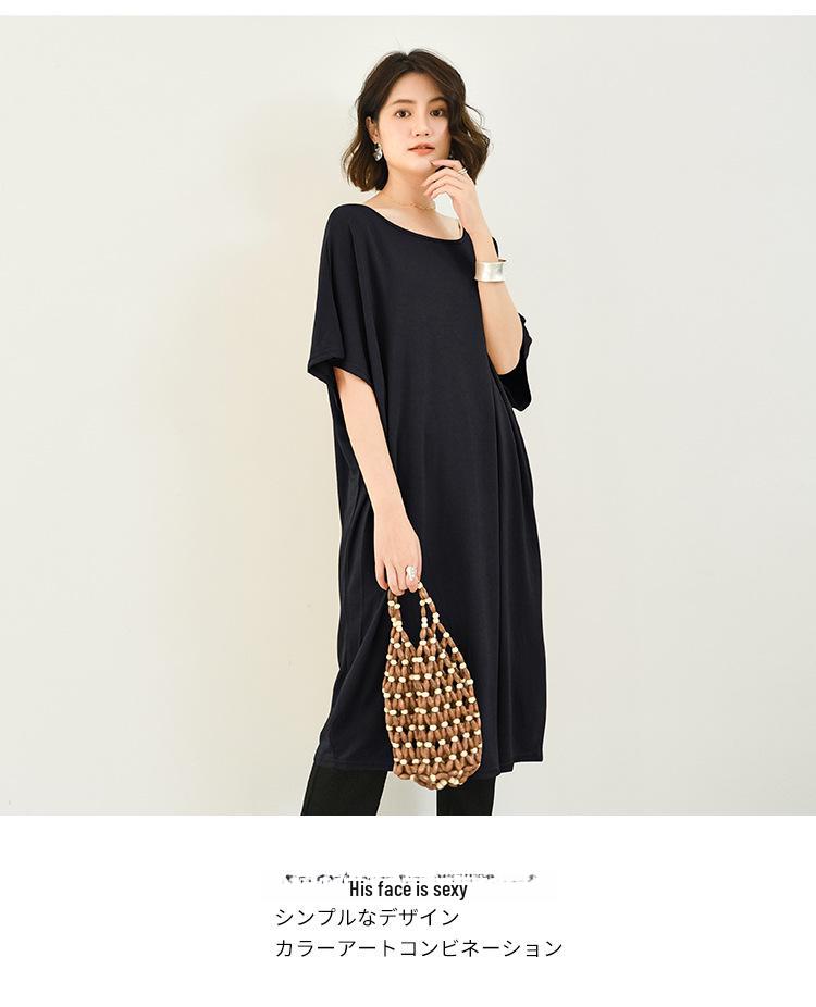 Women's Spring/Summer Modal Nightdress - Loose, Trendy, Short Sleeve, Cotton, Maternity Long Skirt