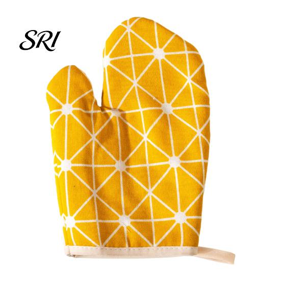 Geometric Pattern Pot Holders Holder And Glove Set Heat Resistant Anti-scald Cooking Gloves High Temperature Thick Cotton Oven Mitts Nordic