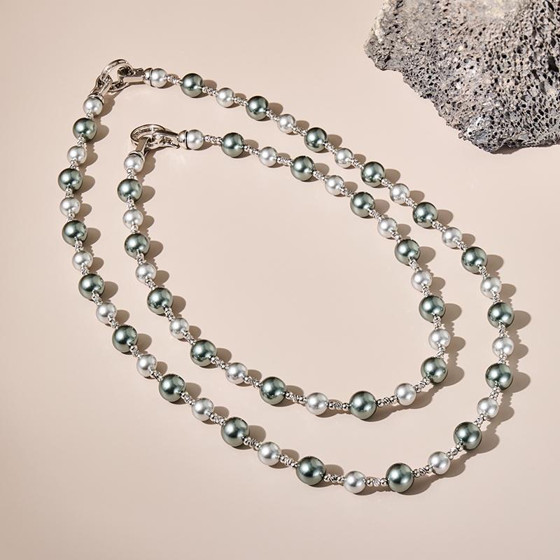 Gradient Tahitian Imitation Pearl Necklace - Elegant Sweater Chain for Women