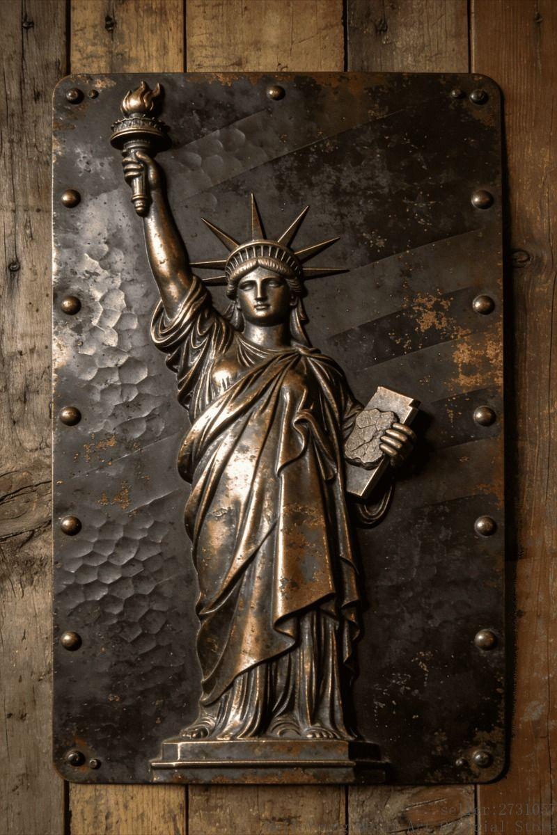 

Industrial Metal Tin Sign Statue of Liberty Wall Art Decor for Living Room Bar Cafe
