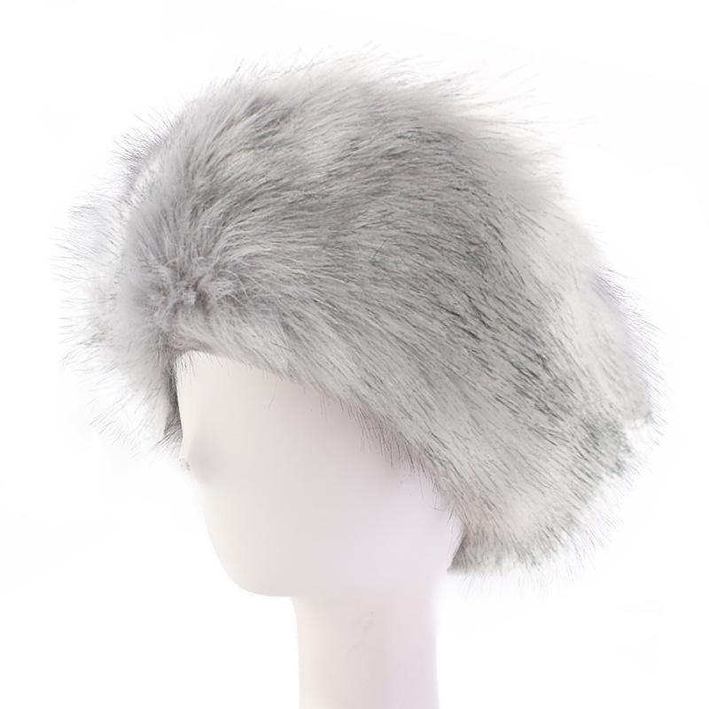 

Winter Lmitation Fluffy Fur Thickened Cold Snowy Day Hat Without Top Hat Breathable Comfortable Outdoor Mountaineering Scarf світло-сірий колір
