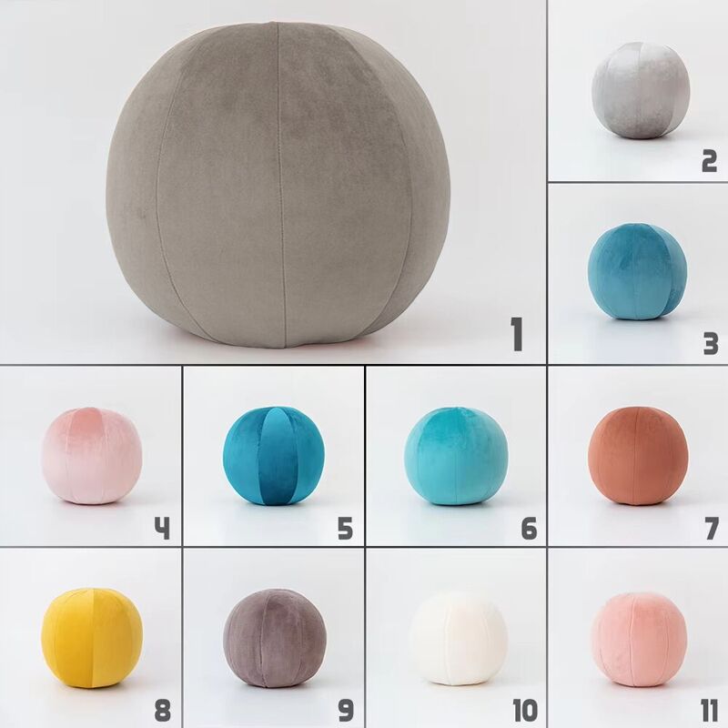 Nordic Style Velvet Round Cushion Morning Ball Home Decorative Cushion Sofa Art Ball Room Salon Gallery Floor Pillow Futon