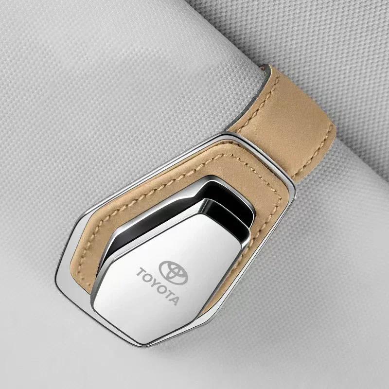 

For Toyota 2026 Hot Hub Caps car glasses case leather sun visor sunglasses car metal holder card ticket holder glasses holder ca хакі