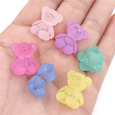 10Pcs Cute Transparent Colorful Bear Resin Beads DIY Kids Hair Jewelry Craft Accessories for Jewelry Making
