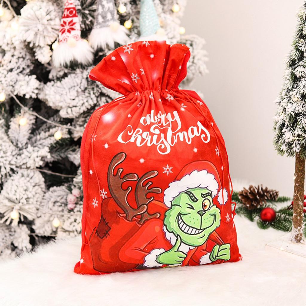 Christmas Decorations, Christmas Gift Bag Double Drawstring Drawstring Gift Bag Candy Bag Snack Bag Gift