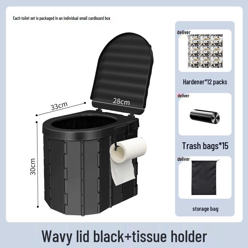 Přenosná skládací cestovní toaleta pro dospělé - Ideální pro auta, venkovní kempování, nouzové situace a výlety s vlastním řízením