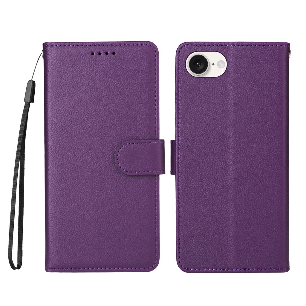 For iPhone 16e Case RFID Blocking 3 Card Slots PU Leather Phone Cover with Wrist Strap