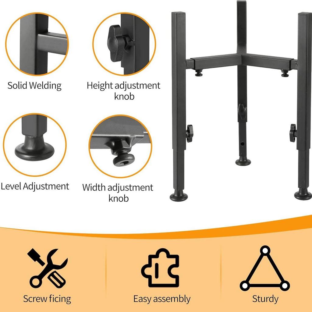 Wrought Iron Adjustable Dog Bowl Stand Metal Feeder Holder for Medium Large Dogs