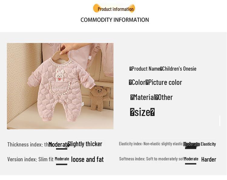 Różowy kombinezon bawełniany dla niemowląt z kieszonkowym króliczkiem, z podszewką z polaru, ciepłe okrycie wierzchnie na jesień/zimę dla noworodków.