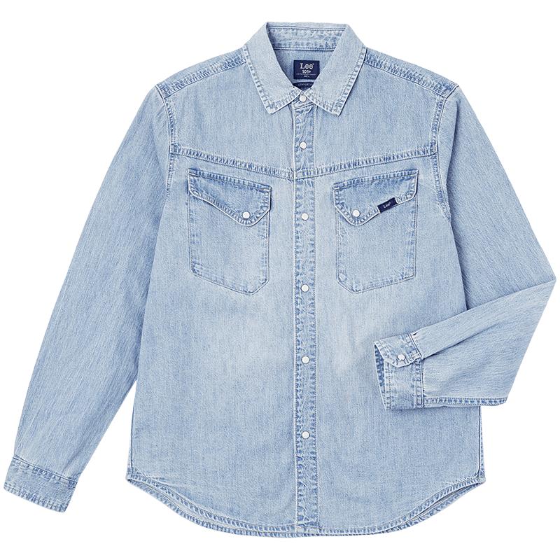 Lee Men s 101+ Retro Comfort Fit Long Sleeve Denim Shirt M