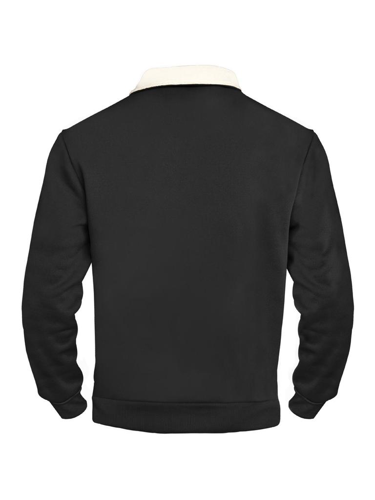 Men's Waffle Knit High Collar Half-Zip Pullover Sweatshirt - Autumn Casual Outdoor Style