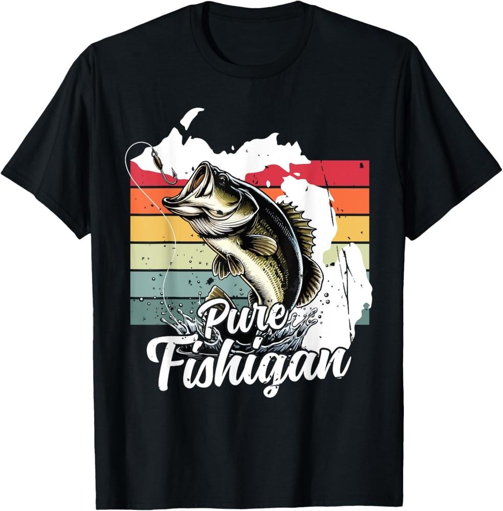 Pure Fishigan Funny Fisherman Of Michigan Fishing Retro T-Shirt Unisex T-Shirt S