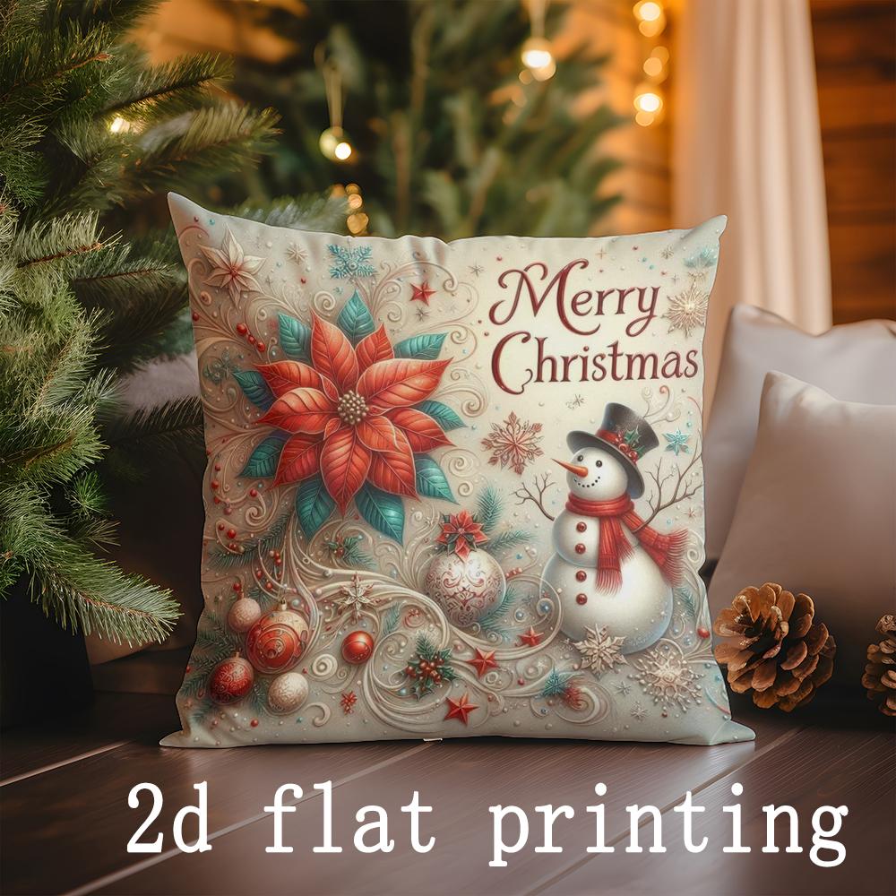Home Decor Christmas-Themed Digital Printed Pillow Covers Pattern Cushion Cover Suitable for Sofa Bedroom Car Pillow Cover