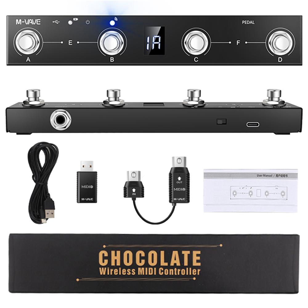 M-VAVE Chocolate Schokolade BT Rechargeable 4 Buttons MIDI Controller Pedal APP Control with Wireless Transmission Systems
