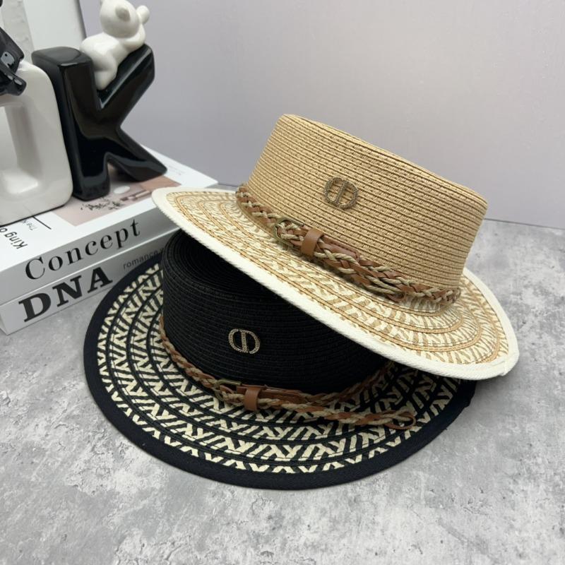 Splicing Mixed Color Flat Top Straw Hat Children 2025 Spring and Summer New Fashion Retro Ethnic Style Top Hat