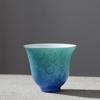 Handgefertigte Keramik-Teetasse Geschnitztes Blumendekor Farbverlauf Goldrand Chinesisches Gongfu-Teeset Porzellan-Teegeschirr Persönliche Teetasse Geschenk