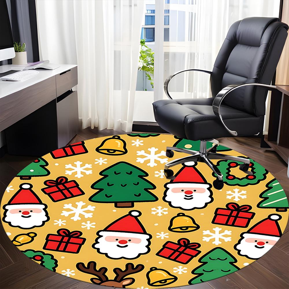 1pc Christmas Ornaments Office Round Rug, Non-slip, Soft and Durable Office Rug for Interior Decoration, Perfect for Office, Beautiful Decoration Yy26