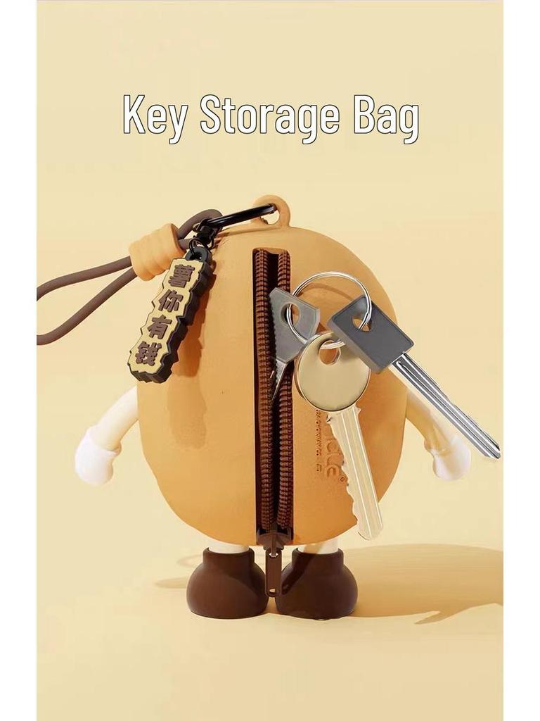 Cute Veggie Mini Coin Purse & Earphone Holder with Dazed Expression - Silicone Pendant for Kids