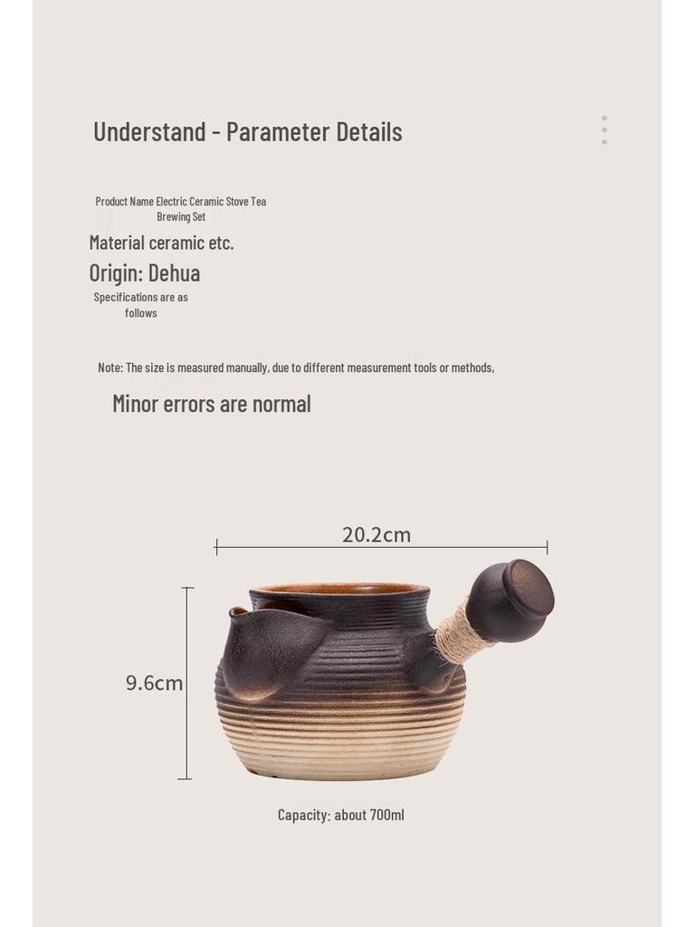 Large Capacity Electric Ceramic Stove Tea Set with Warmer for Indoor and Outdoor Use