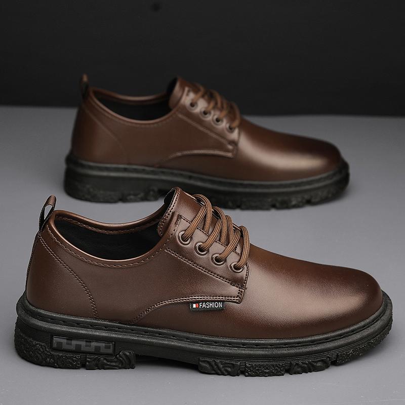 Höst brittisk business casual läderskor svarta brudgums bröllop höjande stor tå trendiga skor