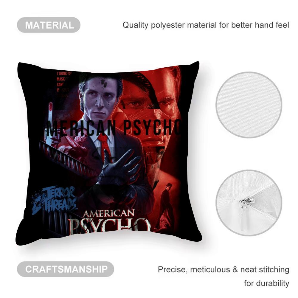 American Psycho Cushion Cover Anti-dustmite Pillowcase Invisible Zipper Silky Short Plush Sofa Cushion Cover