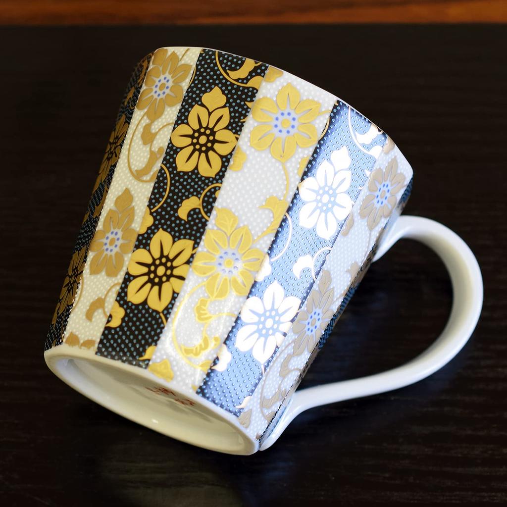 Mug Stylish Tableware Kutani Ware Blue Grain White Grain Tetsusen Pattern Pottery Luxury Brand Made In Japan