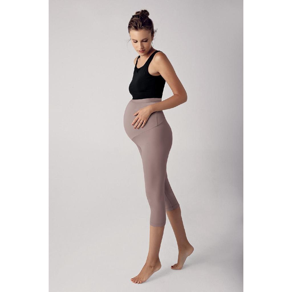 Adjustable High Waist Flexible Gathering Below Knee Capri Maternity Tights T08