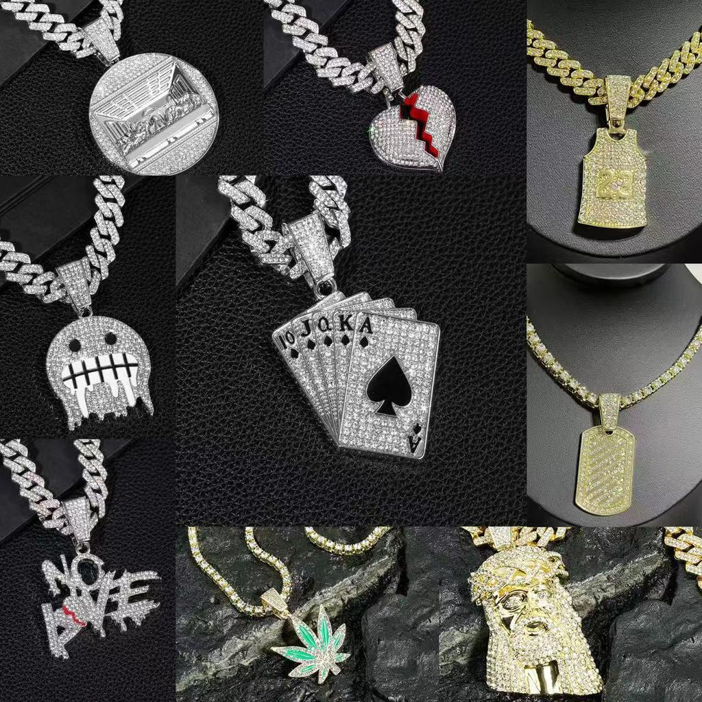 European-American Exaggerated Hip Hop Rhinestone Pendant Jewelry for Men & Women