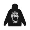Mens Oversized Hoodie With Embroidered Skull Spine Design Streetwear Casual Pullover Cotton Blend Loose Fit