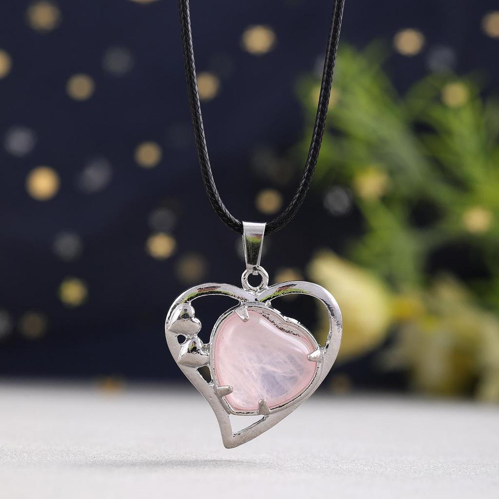 Minimalist Natural Stone Heart Pendant Necklace - Trendy Valentine's Gift for Her