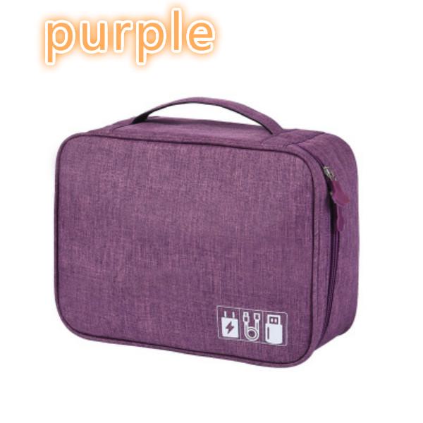 

Дорожная сумка для кабелей Портативный цифровой органайзер для USB-гаджетов Зарядные провода Косметичка на молнии для хранения Набор Чехол Аксессуары фиолетовый