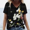 2024 Women T Shirt Summer Floral T-Shirt Plus Size Women's Clothing Oversized Designer Short Sleeve Shirt Women V Neck Blouse