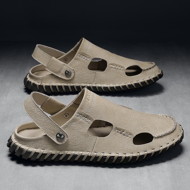 Hand-stitching Dual-Purpose Sandals Men's Super Beach Shoes New Trend Summer Flats New Style Sandals Hollow Out Male Slippers