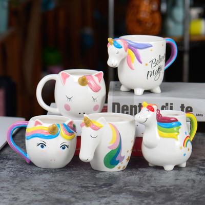 Unicorn Ceramic Cups, Milk Breakfast Cups, Rainbow Macatong Office Cups, Home Creative Mugs