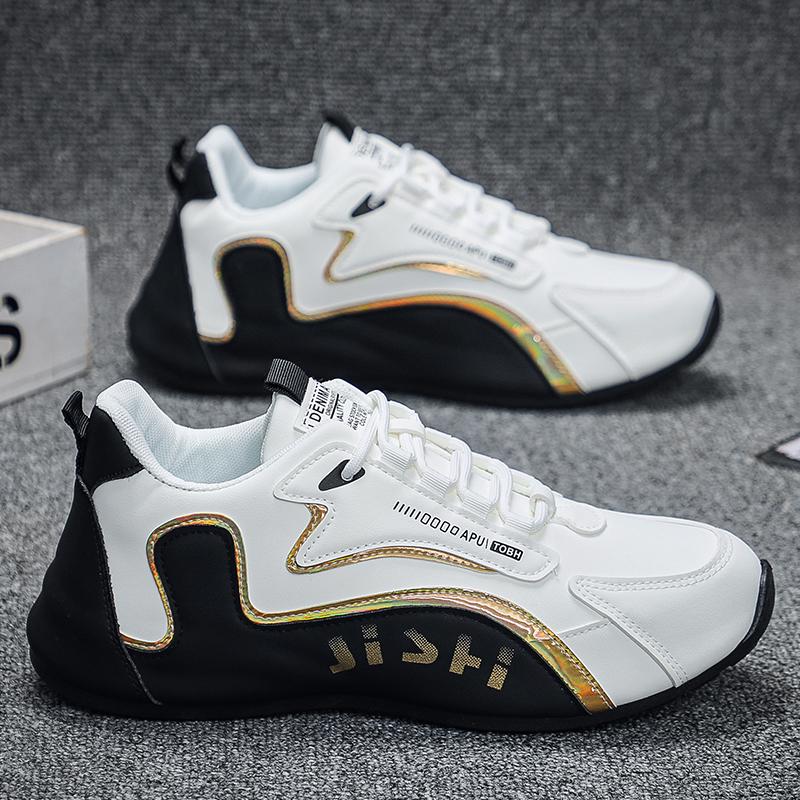 

Men’s Sports Shoes White Skateboard Shoes Student Simple Running Sneakers Plus Size EU: 47 чёрный