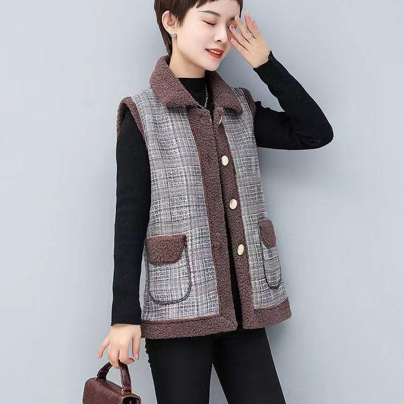 Autumn and Winter Thick Vest Women's Versatile Loose Plus Size Vest Women's Warm Shoulder