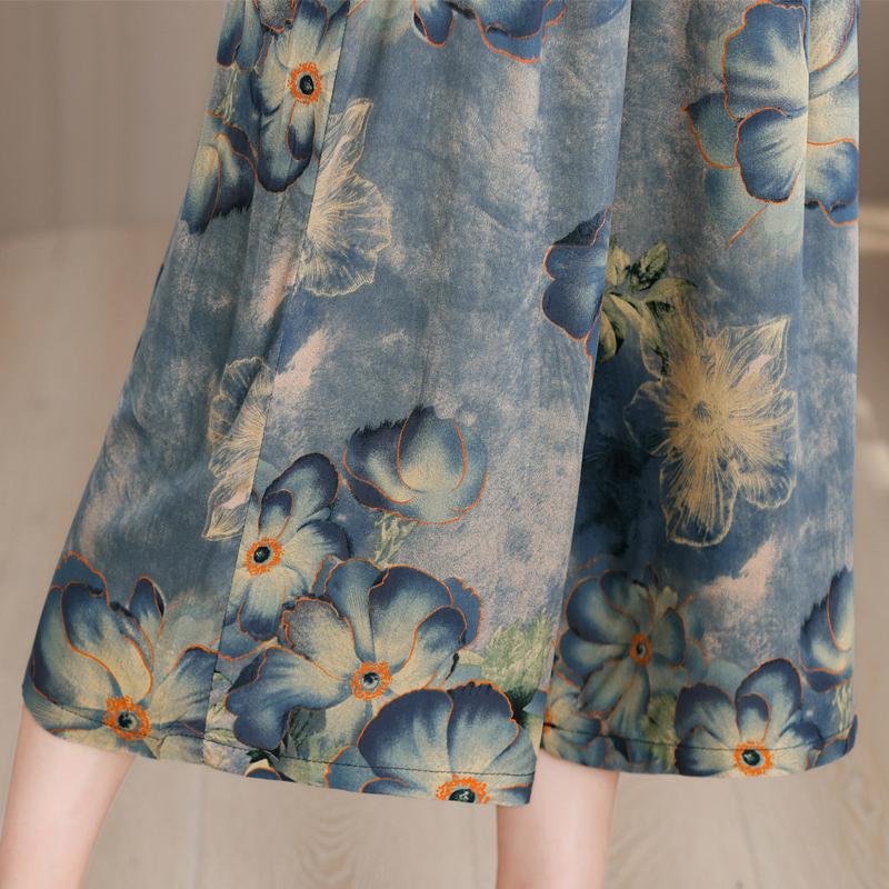 Plus Size Summer Women's Wide Leg Pants High Waist Loose Vintage Clothes Elastic Waist Casual Pants