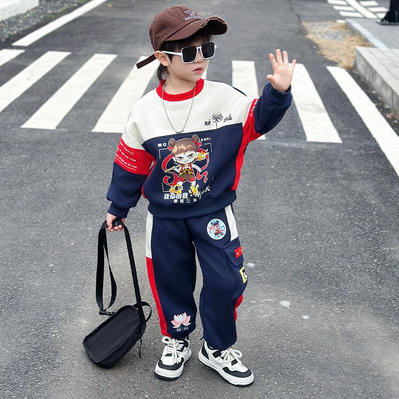 

Комплект трендового свитшота для мальчиков «Нэчжа» - Коллекция Весна-Осень 2025 110 cm бежевый