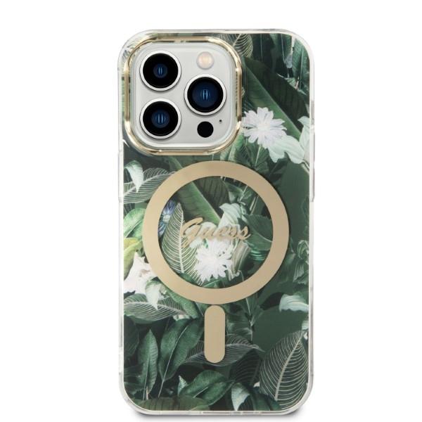 Etui do iPhone 14 Pro Max Guess Jungle MagSafe Zielone