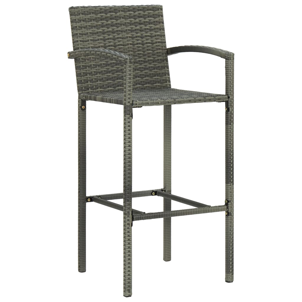 Bar Stool Set 4 Pieces Gray Poly Rattan