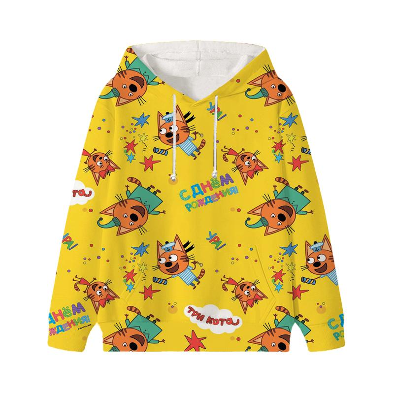 Trzy kocięta bluza z kapturem E-cat rodzina dziecięca słodka dziecięca jesień bluza z kapturem ubrania mangi dziecko dziewczyna chłopiec bluza z kapturem bluzy z kapturem