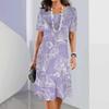 3D Geometric Stripe Print Elegant Women's Short-sleeved Summer Dress