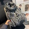 Japanese pleated solid color spring and autumn cotton and linen scarf silk scarf women's literary summer shawl Korean version scarf yarn versatile
