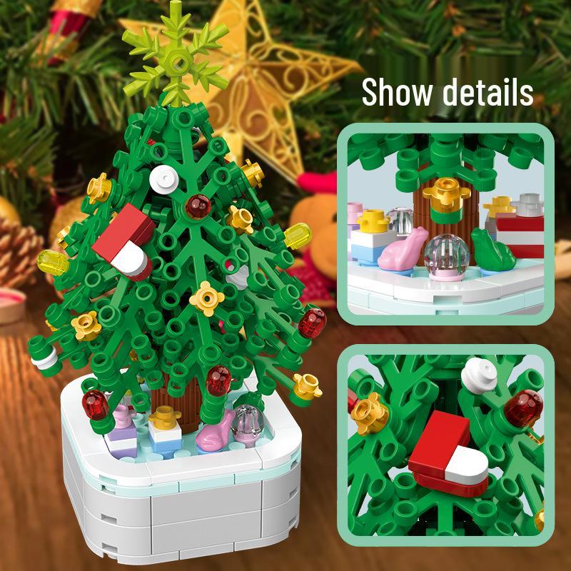 Drill Horse 103E-1 Christmas Tree Building Blocks Toy – Children's Desktop Ornament, Festive Gift